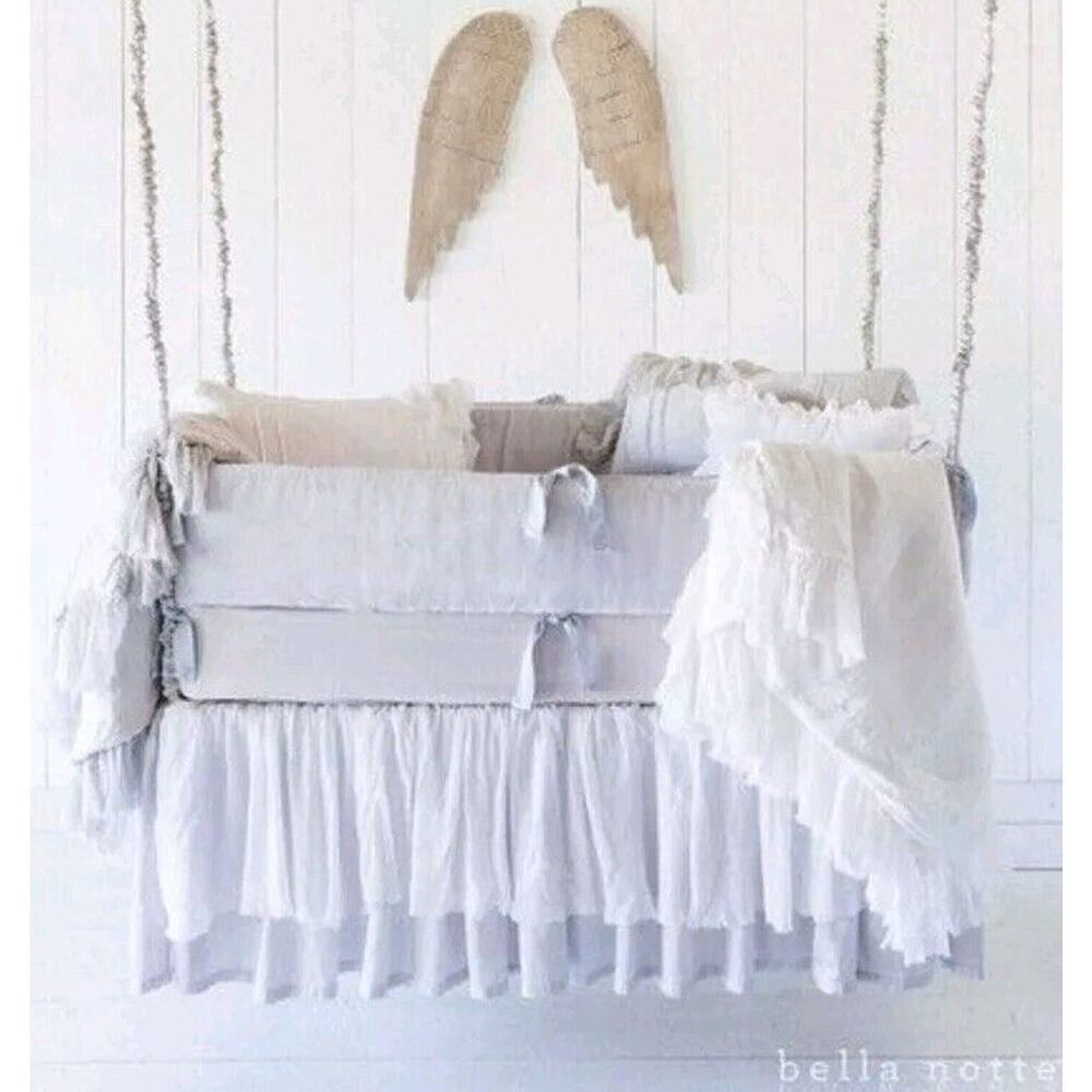 Bella Notte Valentina Ivory Cream Silk gathered crib dust‎ ruffle